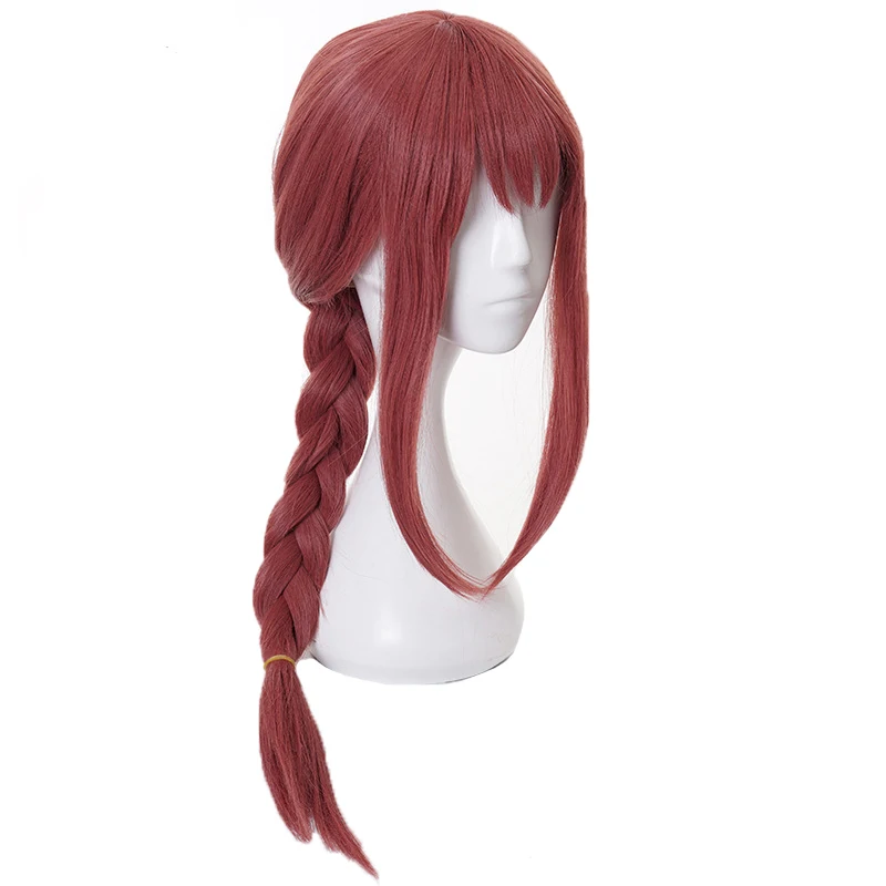 Makima Cosplay Bộ Tóc Giả Anime Máy Cưa Xích Người Cosplay Dài Màu Hồng Đầm Tóc Tổng Hợp Tiệc Hóa Trang Halloween Vai Trò Chơi Bộ Tóc Giả