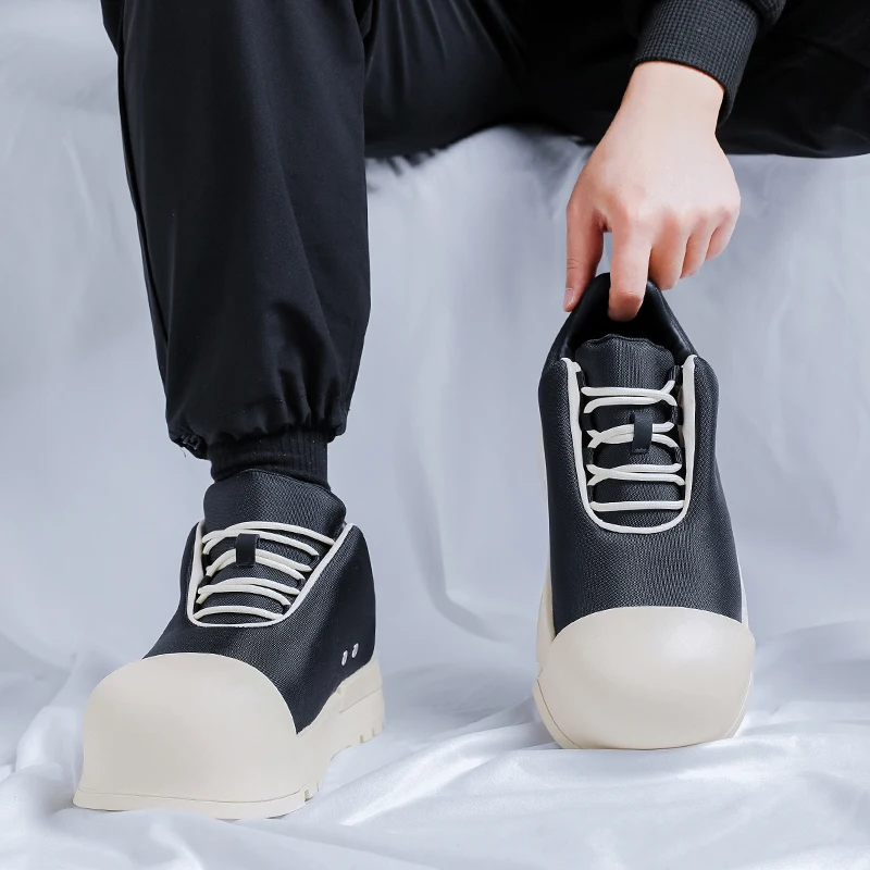 

New Men Fashionable Casual Shoes Men Lace-up Comfortable Thick-soled Lightweight Height-increasing Big-headed Shoes Sizes 38-46