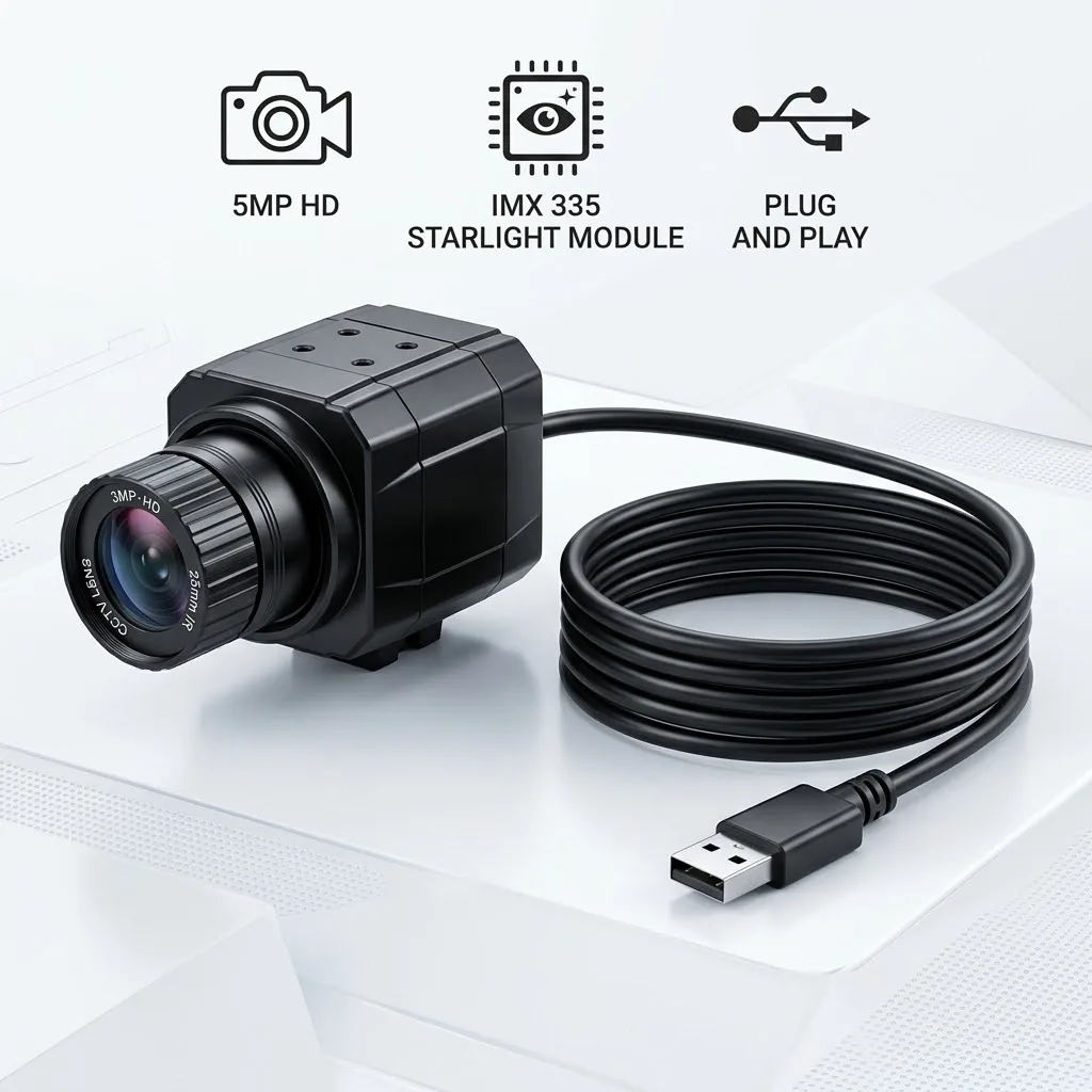 5MP/1080P IMX335 USB Camera 30fps Industrial Mini UVC Webcam 2.8/4/6/8/12/16/25mm CS Lens for Live Streaming Visual Recognition