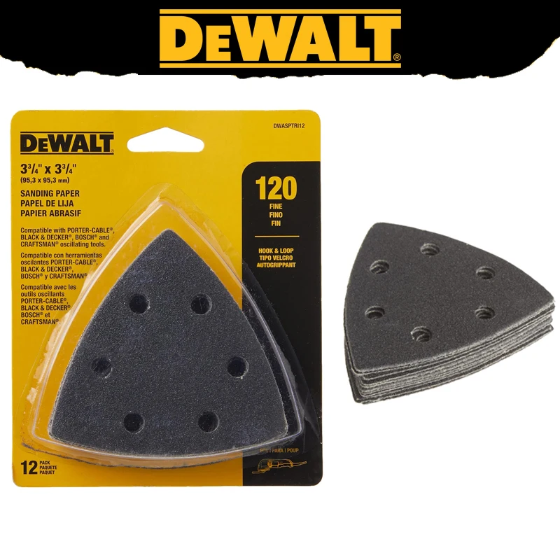 

DEWALT DWASPTRI12 Oscillating Sanding Pad 120 Grit 12-Pack Grinding Polishing Durable Power Tool Accessories