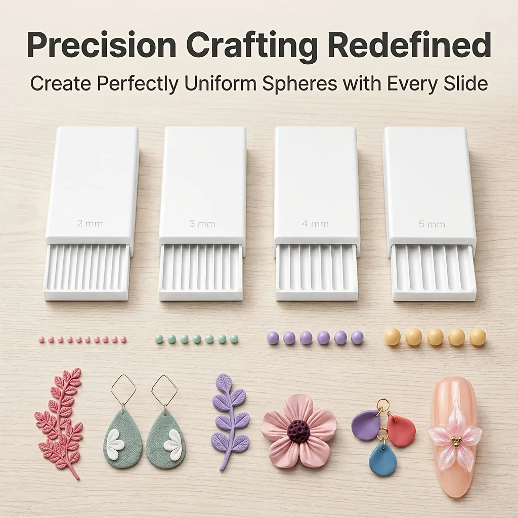 4Pcs Set Gel Mud Spherical Roller Tools, 2‑5Mm Clay Round Ball Formers, Soft Pottery Bead Flower Shaping Auxiliary Tools
