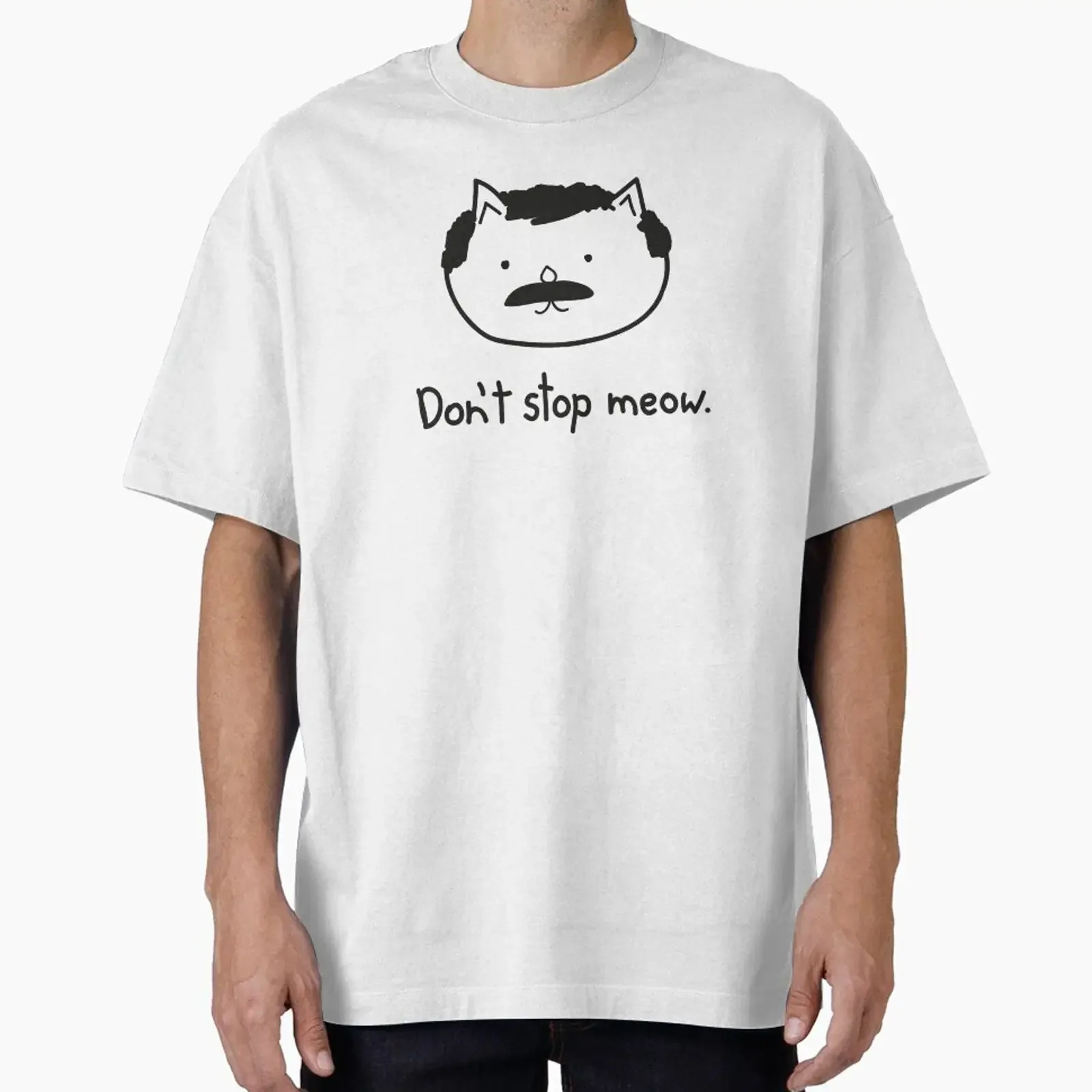 Don't stop meow designed and sold by Burgernator vintage Washed graphic Slightly Top For Everyday Wear Stylish Comfortable