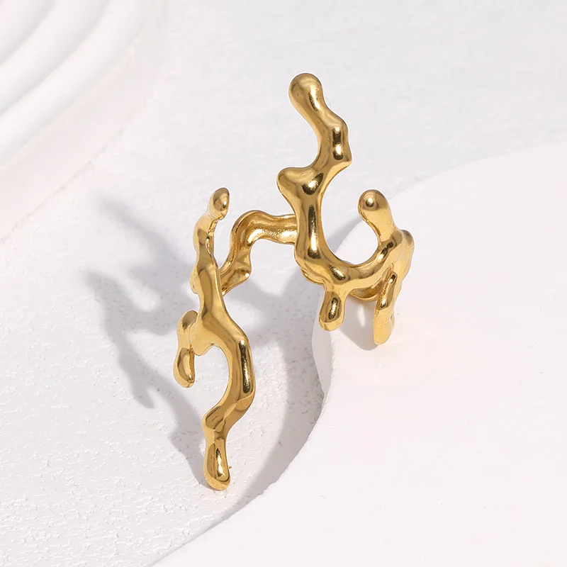 Stainless Steel Geometric Opening Rings for Women Fashion Gold Silver Color Irregular Adjustable Finger Ring Jewelry Gifts