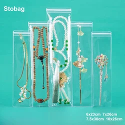 StoBag Transparent PVC Long Jewelry Packaging Ziplock Bags Plastic Sealed Storage for Necklace Bracelet Waterproof Thick Pouch