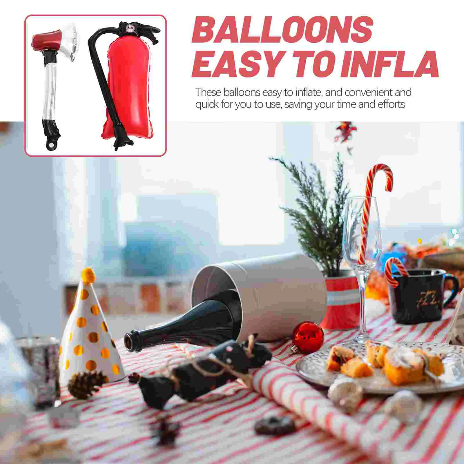 Fire Party Extinguisher Balloon Inflatable Stick Decoration Props Firefighting Supplies Toys Pe Film Themed Decors Axe Child