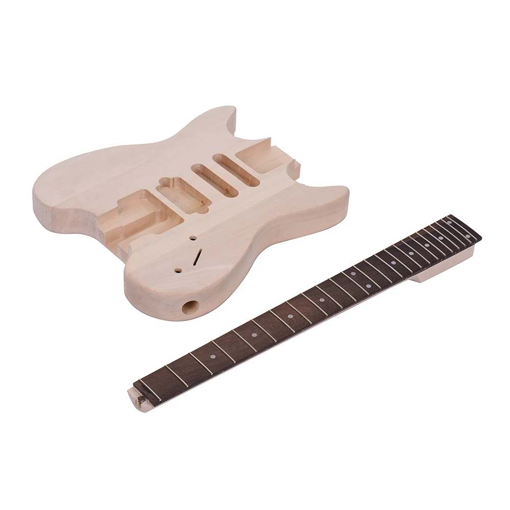 Unfinished DIY Electric Guitar Kit Basswood Body Rosewood Fingerboard Maple Neck Special Design Without Headstock