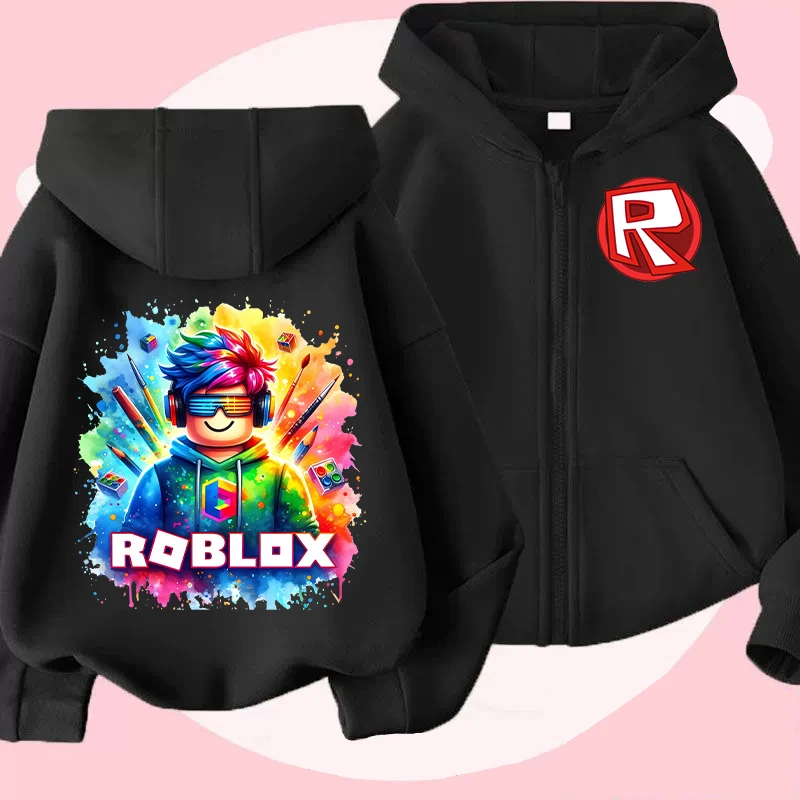 جديد Roblox الأطفال هوديس معطف الكرتون لعبة الشكل هوديي مطبوعة عارضات مقنعين البلوز الخريف الشتاء الاطفال الصبي الملابس