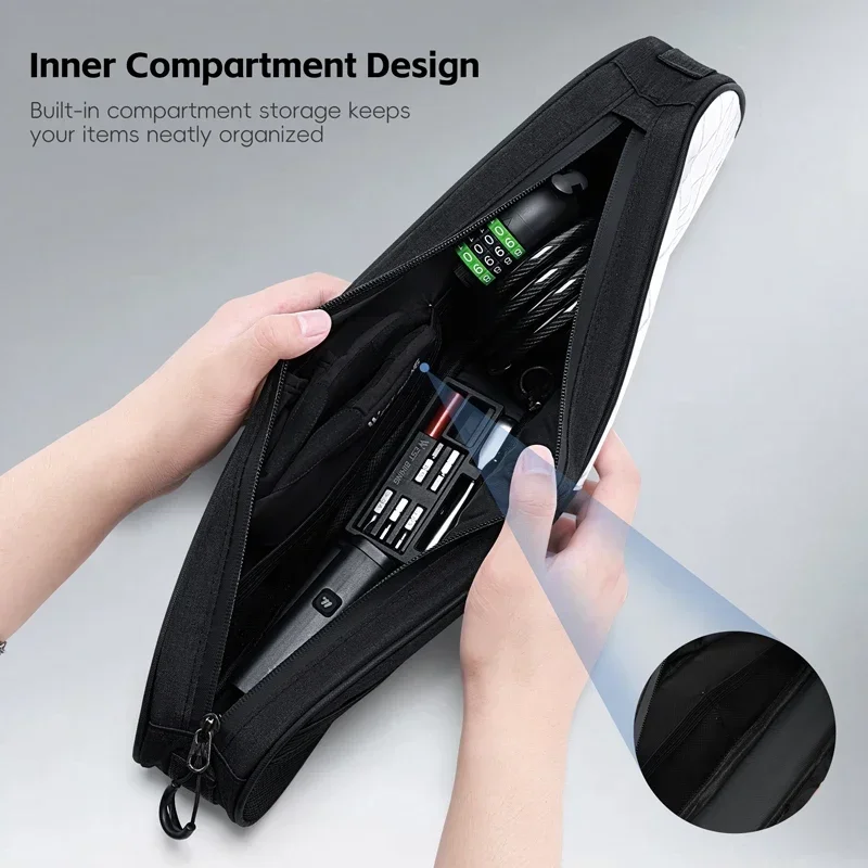 WEST BIKING Bicycle Top Tube Bag Bike Frame Pouch 2.7L Large Capacity Waterproof Zipper Reflective Logo Stable Mounting Straps