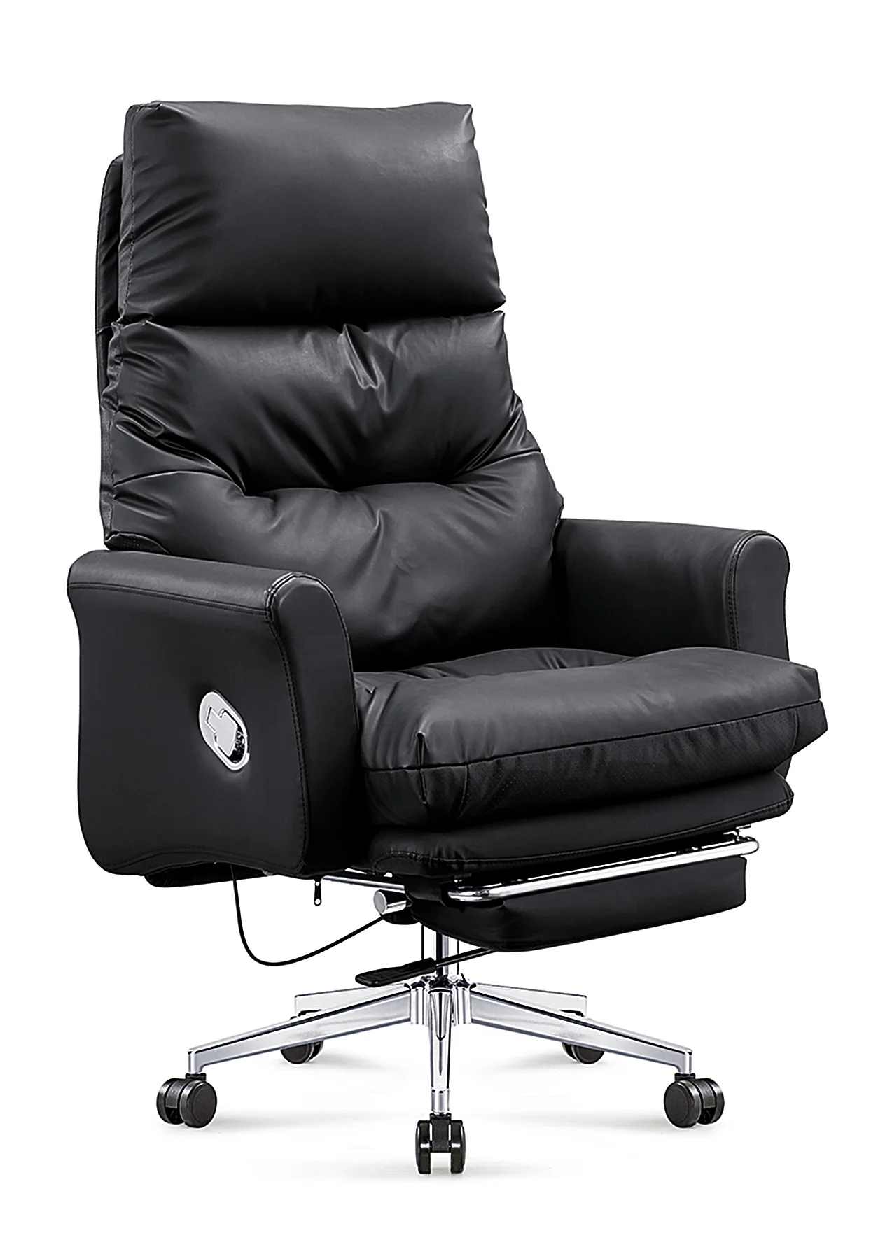 Boss Chair Luxury Ergonomic Lift Lounge Modern Black Grey Leather Office Chair Suitable for Managers with Footstool