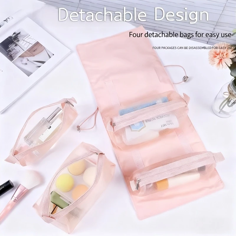 

Detachable 4 in 1 Makeup Bag and Minimalist Travel WOMENS Foldable Travel Cosmetics Storage and Washing Bag Cosmetics Storage