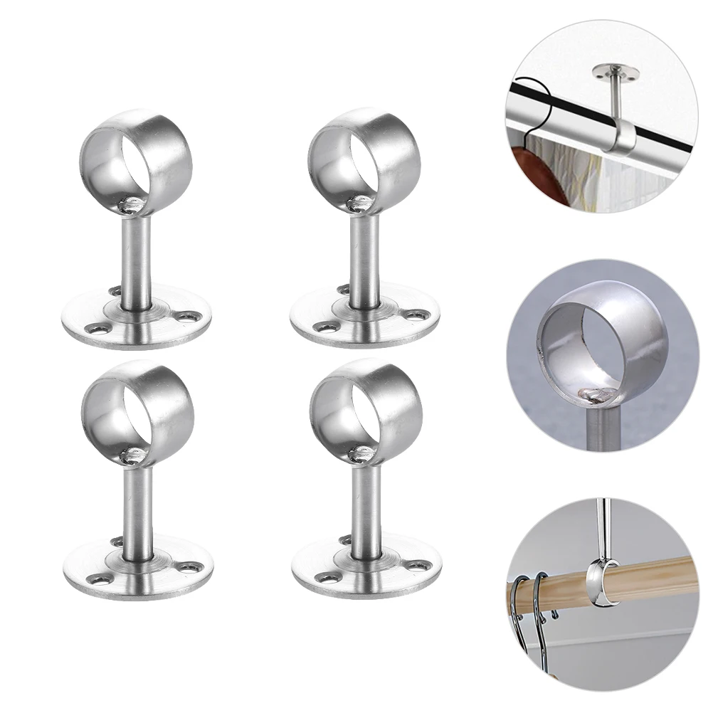 

4Pcs Stainless Steel Wardrobe Pole Holder for Closet Rod Support Heavy Duty Universal Wall Mount Clothes Hanging Bracket Socket