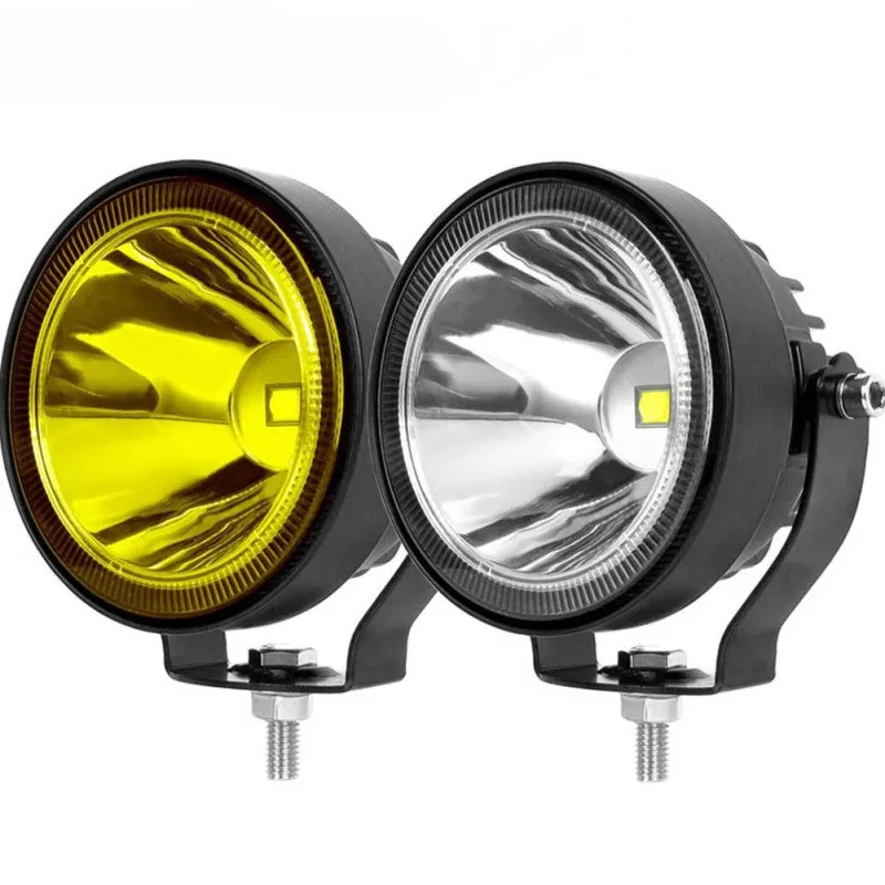 

4-дюймовая светодиодная рабочая фара 12В 24В для внедорожников 4x4, белые/желтые круглые противотуманные фары для мотоциклов, автомобилей, квадроциклов, питбайков, пикапов, лодок