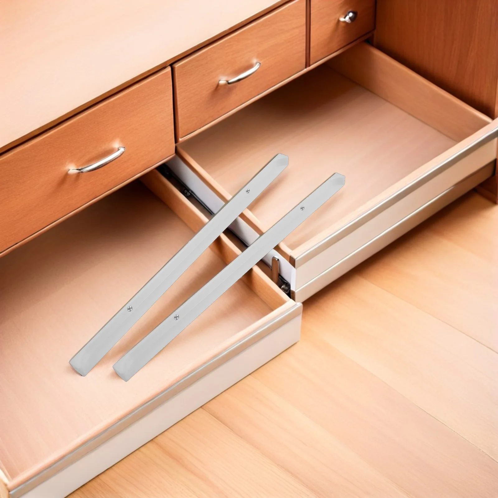 

2Pairs Cabinet Drawers Sliding Rails 42Cm Plastic Smooth Silent Drawer Slides Replacement Glides for Storage Boxes