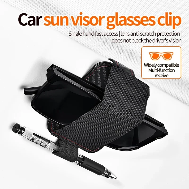 1pc Car Sun Visor Sunglasses Clip Storage Holder Elastic Eyeglasses Hanger Card Ticket Organizer Pen Holder for Car Accessories