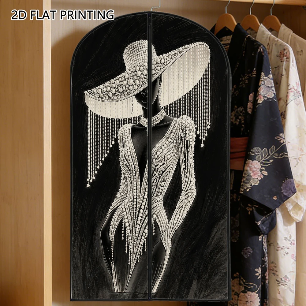 1pc pearl fashion lady Compressed Dust Cover Clothes Compression Hanging Storage Bag Household Wardrobe Organizer