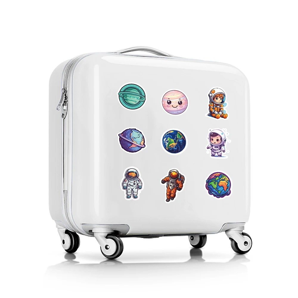 Autocollants waterproof du dessin animé Astronome Graffiti pour enfant, stickers waterproof pour décorer ordinateur portable, valise, téléphone, album, jouets, irritation, espace, 10/30/50 pièces