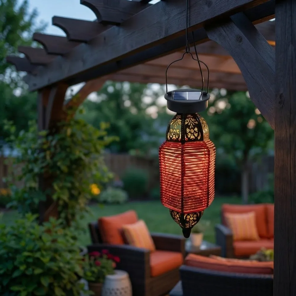 

DIY Solar Lights Replacement Top 400Mah Black Solar LED Hanging Light Waterproof Solar Powered Outdoor Solar Decorative Light
