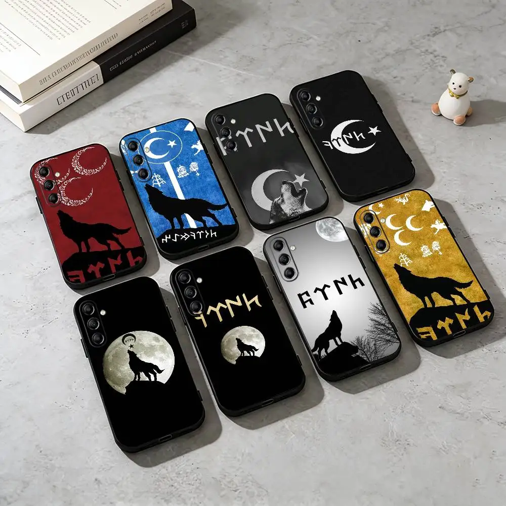 

T-Turk Wolf Turkey Flag Phone Case Black Silicone Soft For Samsung Galaxy A73,A72,A71,A70,A53,A52,A51