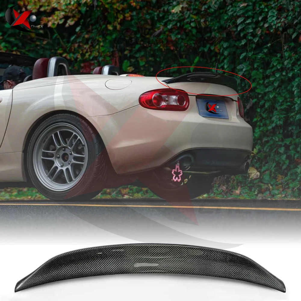 Car-styling For MX5 NC NCEC Roster Miata EPA Type 3 Carbon Fiber Rear Spoiler Glossy Fibre Trunk Wing Lip(PRHT Hard Top Only)