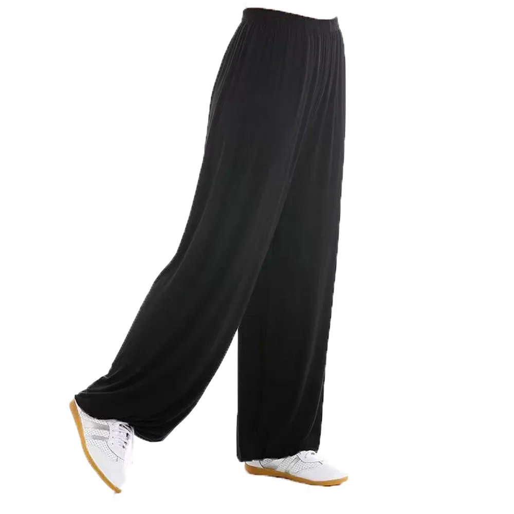 Calças modais tai chi de alta qualidade verão calças de treinamento soltas kung fu yoga lanterna