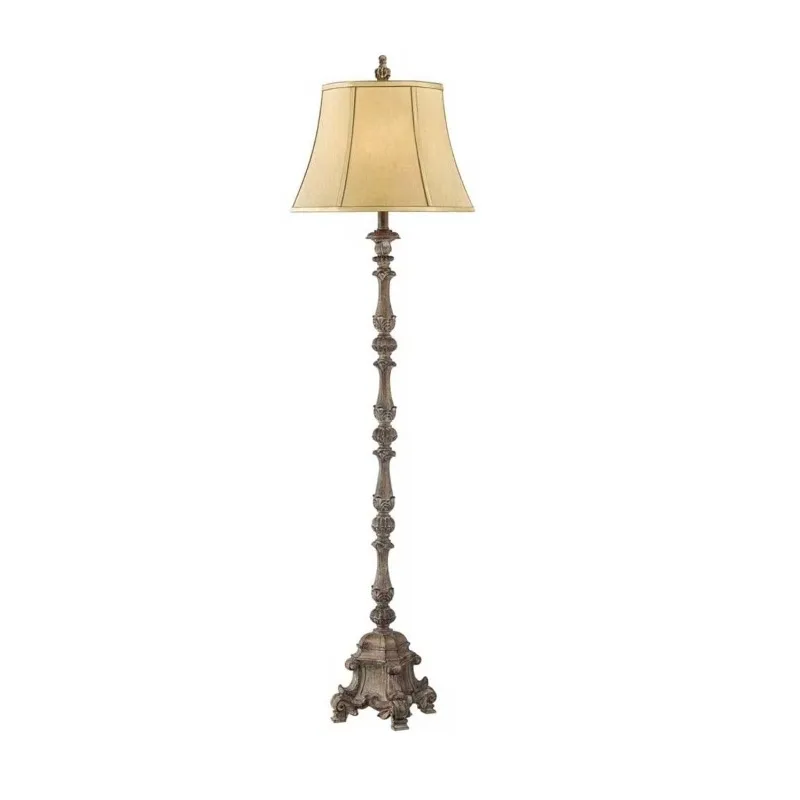 Lampu lantai kayu lampu vertikal Retro pedesaan Amerika lampu lantai kamar tidur atmosfer ruang tamu