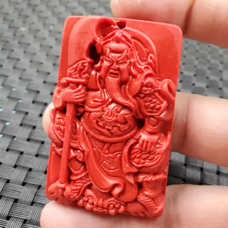 Jade Pendant Optimized Cinnabar Guan Gong Pendant Red Jasper Guan Yu Pendant with Knife Guan Gong Brand Pendant