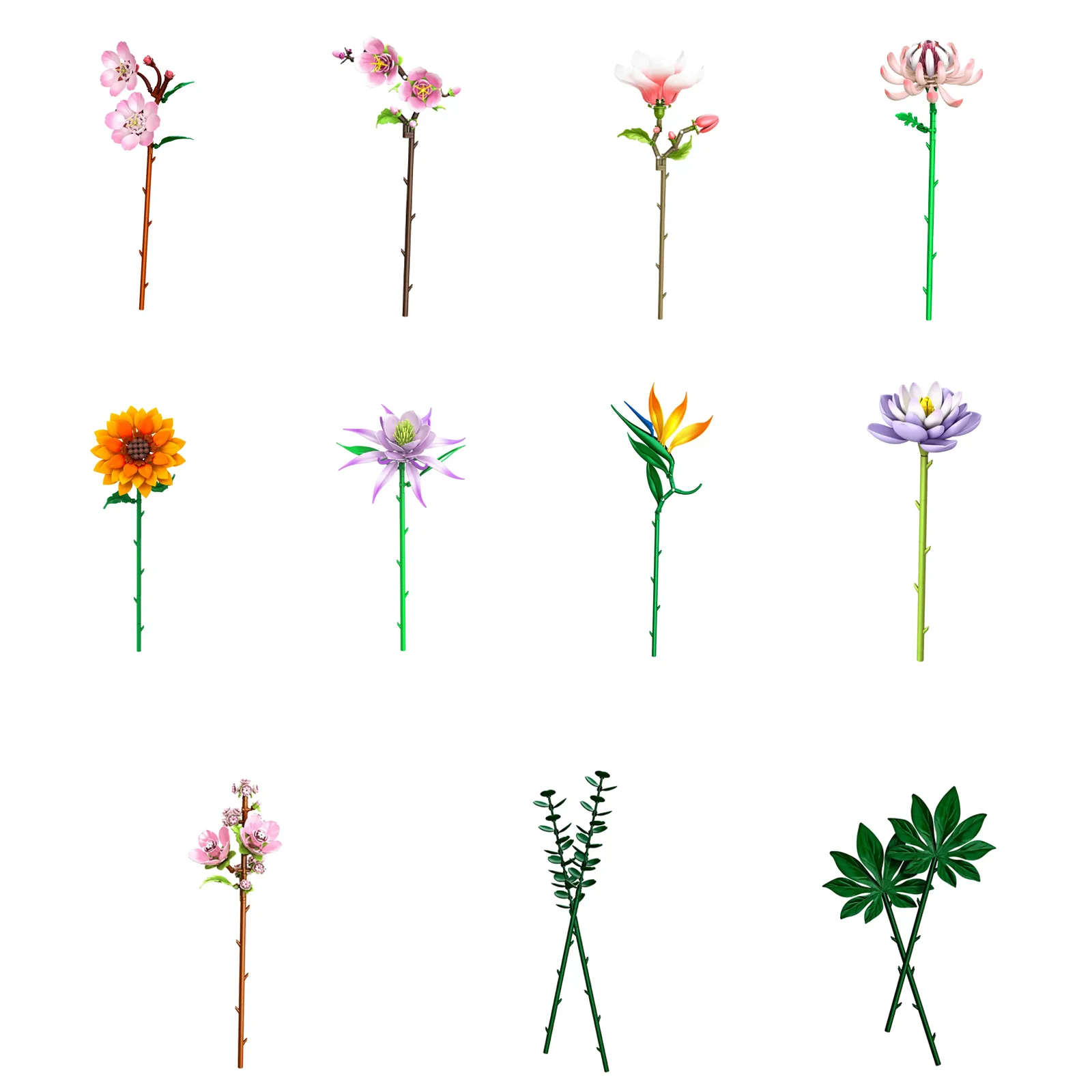 Building Blocks Flower Collection Set Multiple Bouquets Bricks DIY Model Kit Mother's Day Valentine's Day Gift for Her Mom Girls