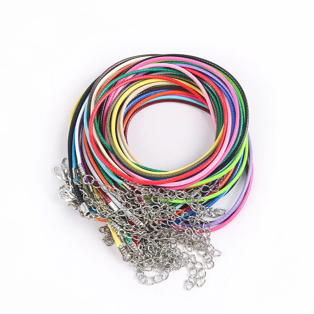 10pcs 1.5 2mm Black Brown Colorful Leather Cord Adjustable Braided 45cm Rope For DIY Necklace Bracelet Jewelry Making Findings