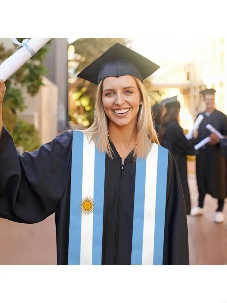 Multiuse Graduation Stole With Flag Formal Sash Comfortable Shawl For Various Ceremonies And Celebration