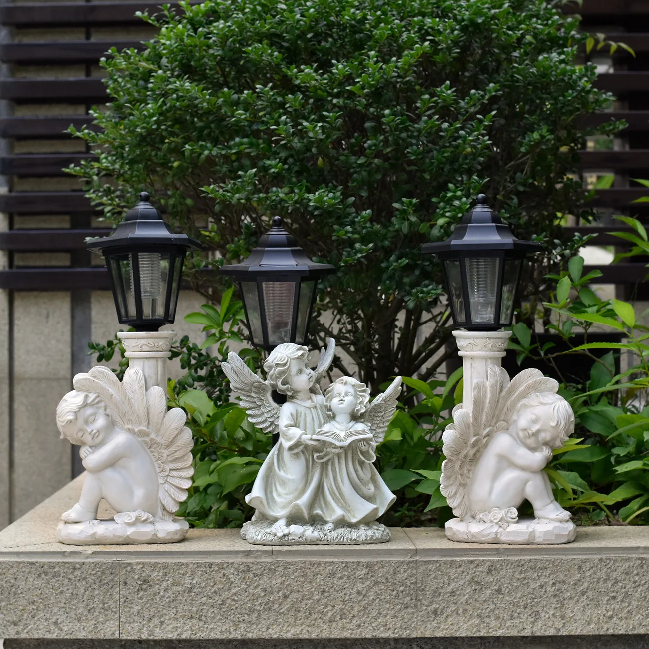 New Solar Powered Resin Angel Statue for Outdoor Garden Figurines - Waterproof Decor for Lawn, Yard & Courtyard