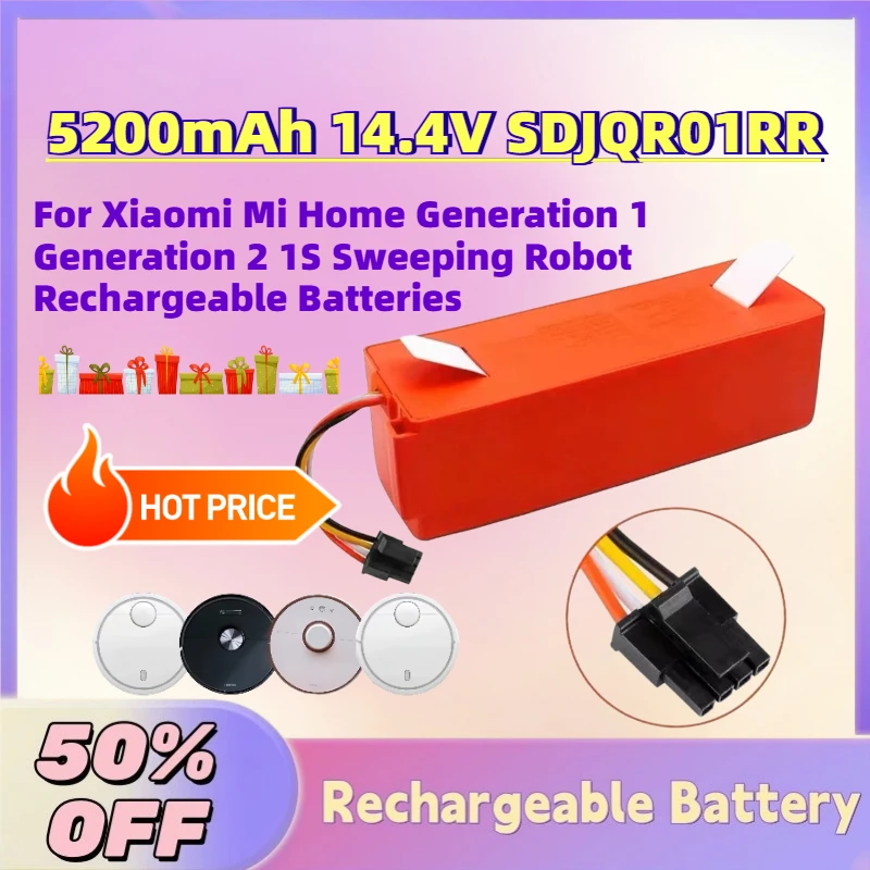 

In Stock 5200mAh 14.4V SDJQR01RR Battery For Xiaomi Mi Home Generation 1 Generation 2 1S Sweeping Robot Rechargeable Batteries