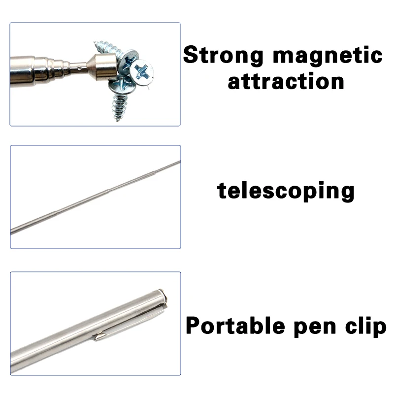 المنزلية المحمولة المغناطيسي تلسكوبي لاقط 1.5 رطل الفضة الحديد شفط قضيب تمديد قضيب سيارة/دراجة أداة مساعد إصلاح