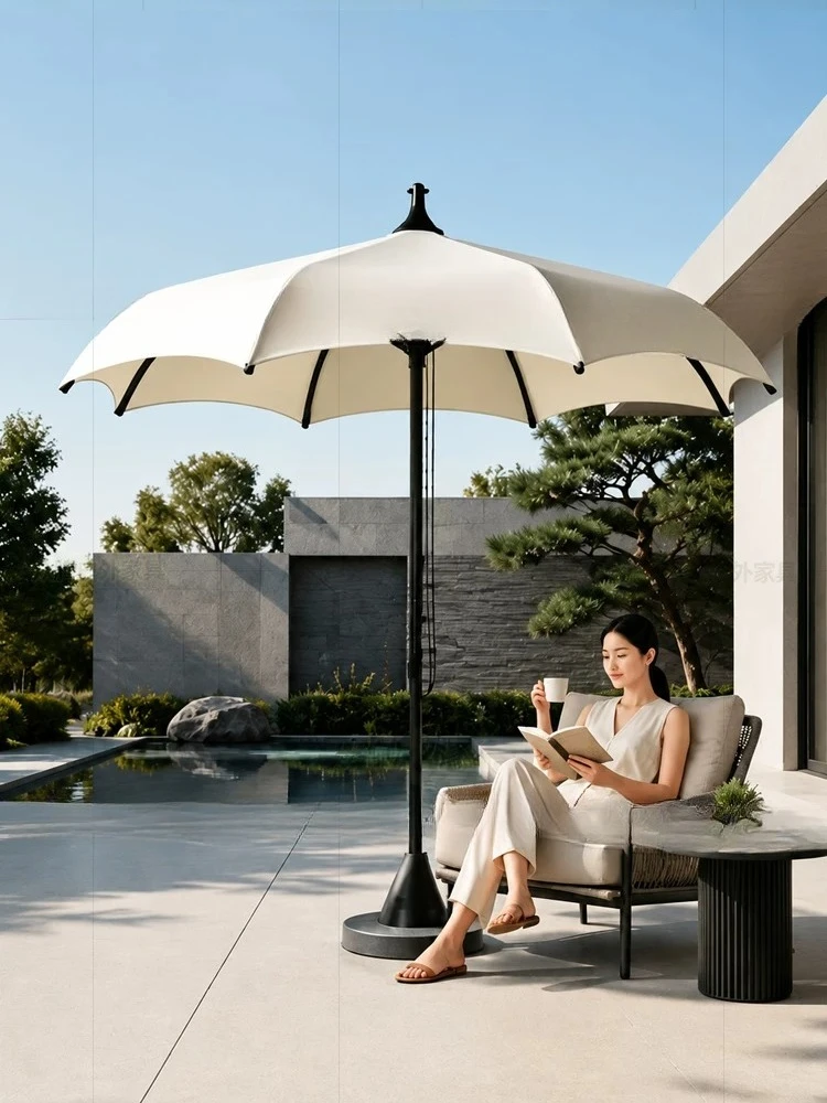 SCY light luxury outdoor aluminum alloy middle column parasol courtyard villa garden sun umbrella commercial stall umbrella