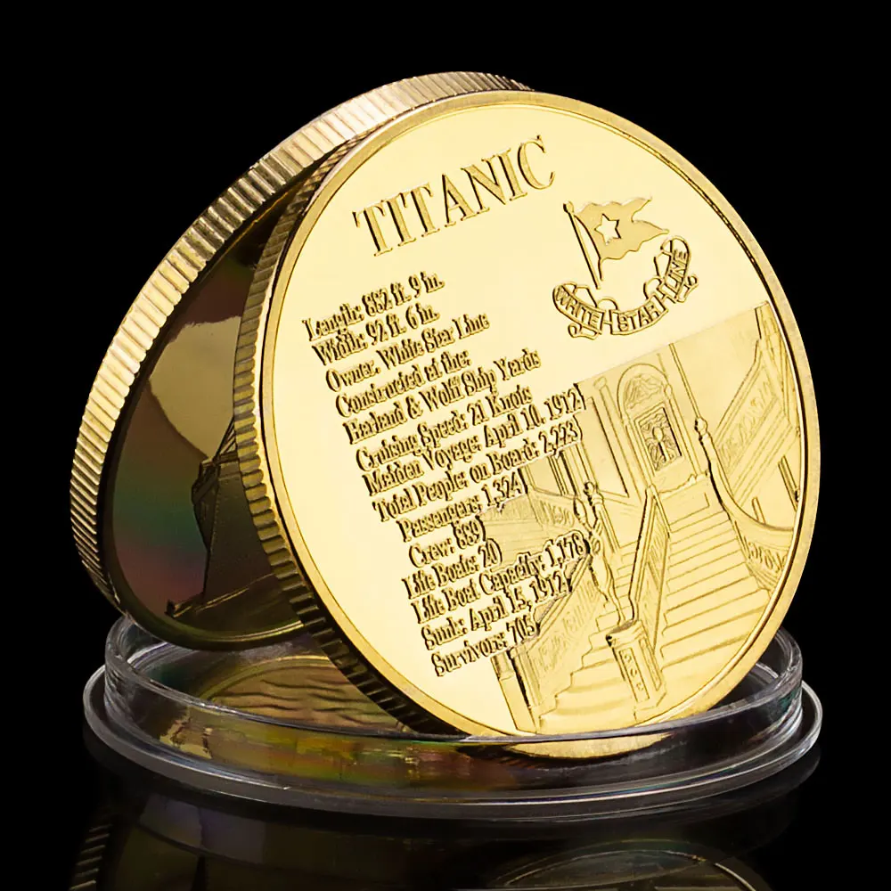 White Star Line Titanic The World's Largest Liner Collectible Gold Plated Souvenir Coin Collection Gift Commemorative Coin