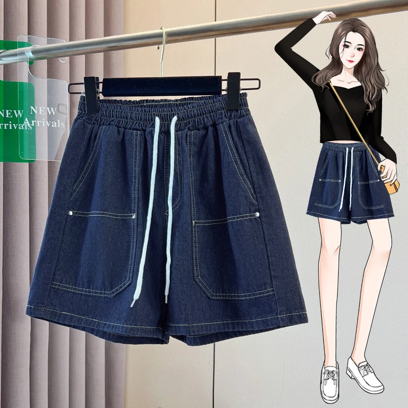 

Summer Women's Loose Slimming Denim orts High Waist A-Line Wide Leg ort Pants Casual Wear Resistant High Waist orts