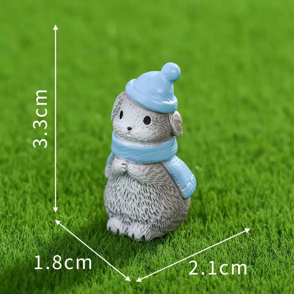 Cute Cartoon Rabbit Figure Model Resin 3D Design DIY Miniature Scene Handcraft Charming Animal Figurine Dollhouse