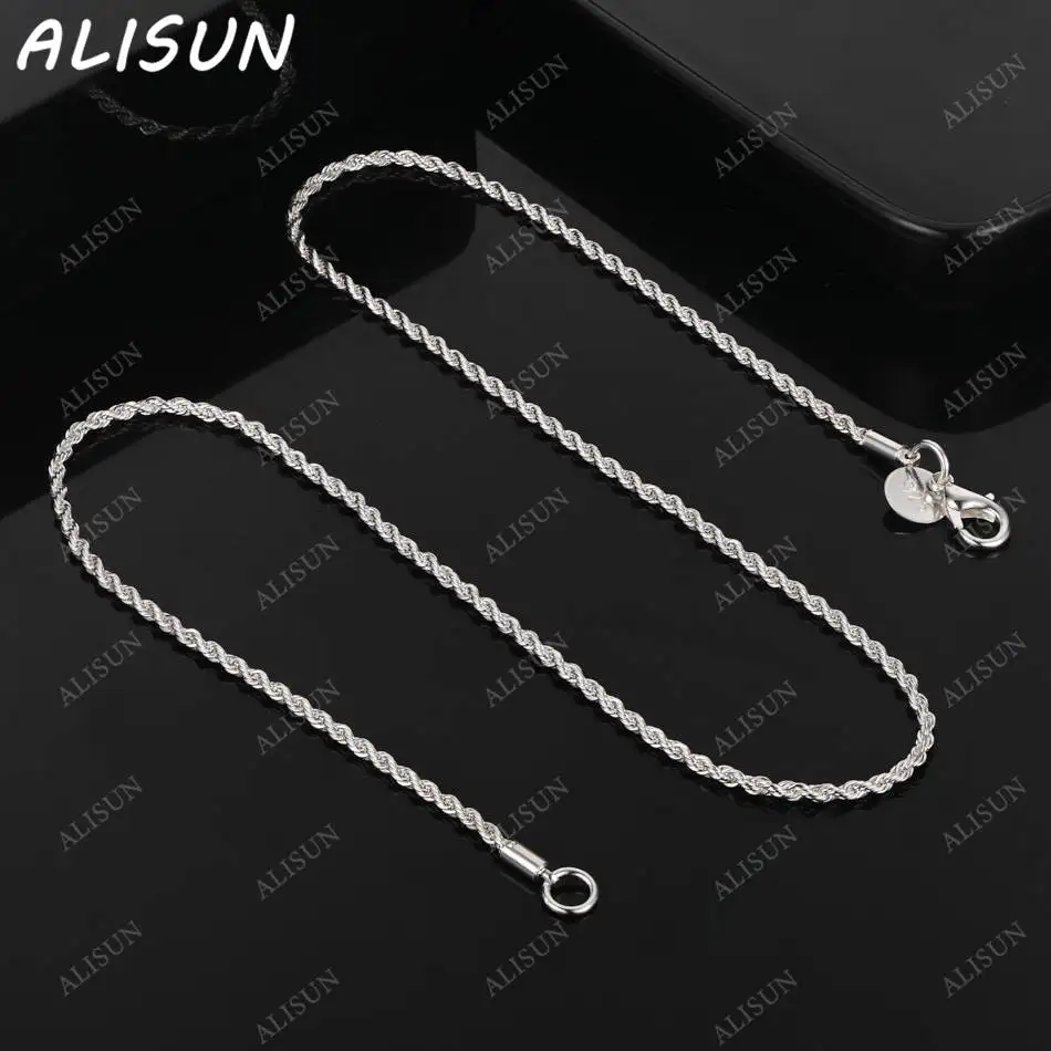 

ALISUN 925 Sterling Silver 45cm Thin Chain Necklace For Women Men Creativity Gifts Street All-match Party And Daily Wear