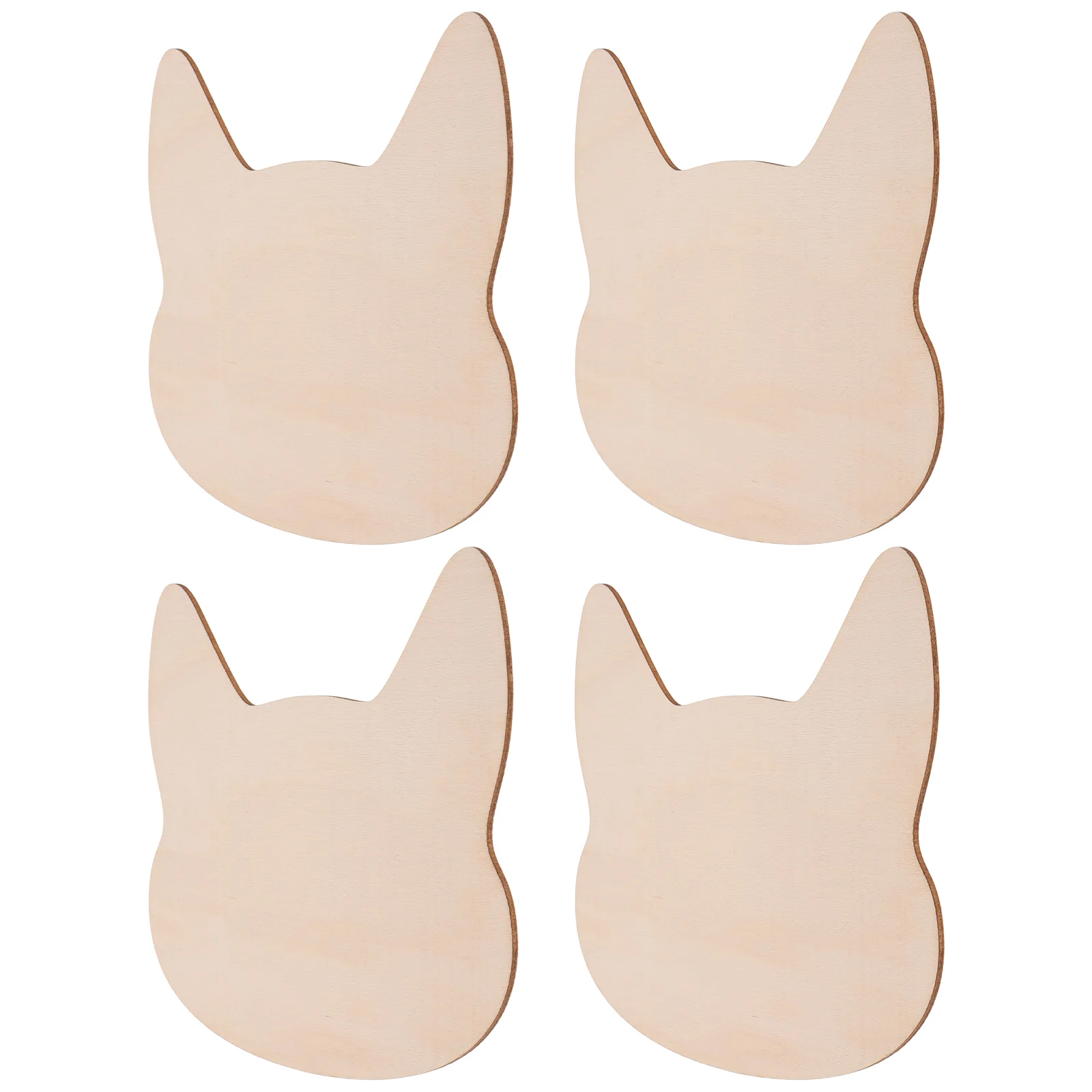 Wooden Cat Head Small Slices Unfinished Cutout DIY Adornments Cutouts Handmade Painting Paper Scissors