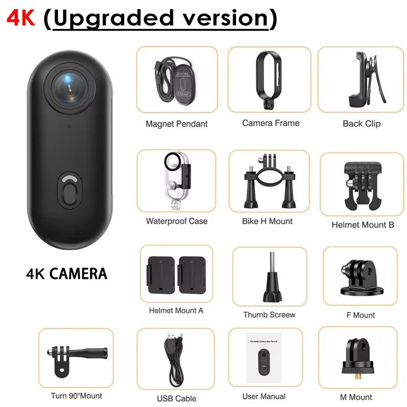 

Motorcycle Dash Cam 4K Waterproof, WiFi Moto DVR for Travel Bicycle Recording