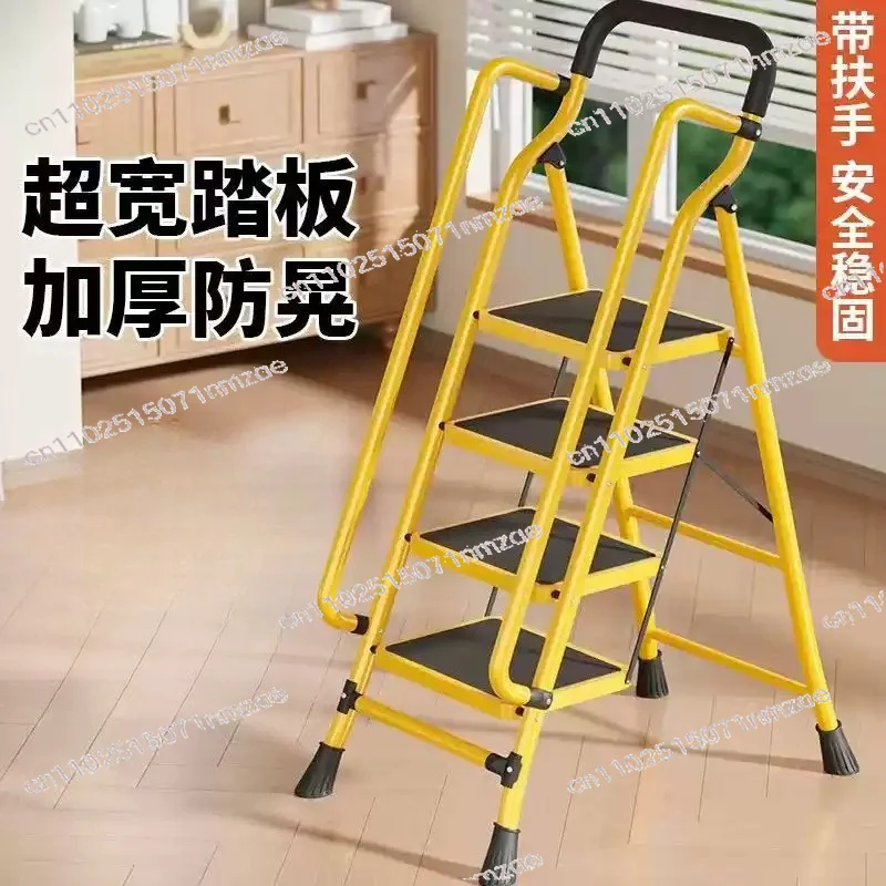 Ladder Small Light Portable Carbon Steel Four or Five St Family Ladder Folding Telescopic Multi-function Extra Thick Herringbone view 2