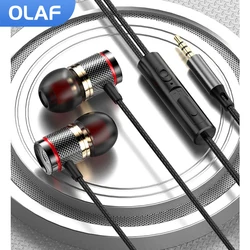Olaf 3.5mm Wired Headphones Type C Headset 9D Stereo Earphones With Mic Handfree In-ear Sports Earbuds For Xiaomi Huawei Sumsung