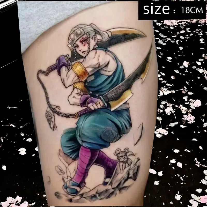 

Anime Demon Slayer Temporary Tattoos Cartoon Uzui Tengen Tatoo Arm waist Body Art Waterproof Fake Tattoo Sticker for Woman Man