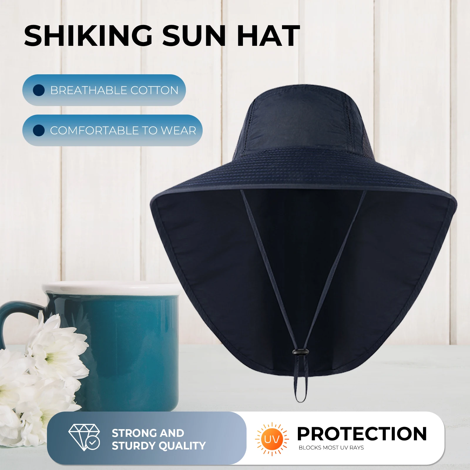 야외 자외선 차단 넥 플랩이 있는 넓은 챙 통기성 메쉬 - Camping Outdoor Quick Drying Sun Neck Protection Cap Hat 리뷰 및 가격
