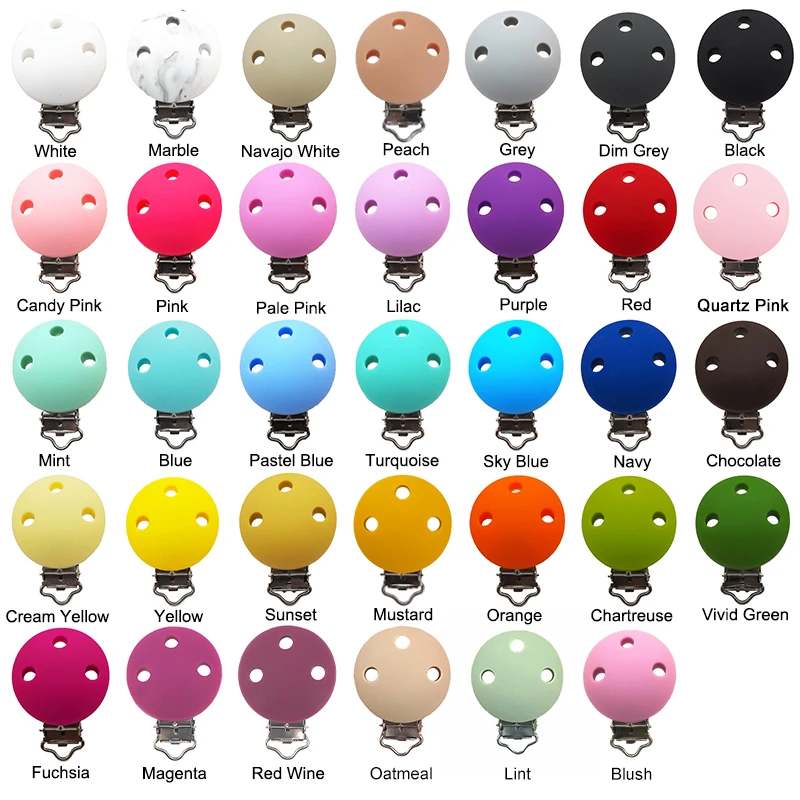 Chenkai 10PCS 35mm Silicone Round Clips Baby Pacifier Dummy Teether Soother Nursing Jewelry Toy Accessory Holder Teething Clips