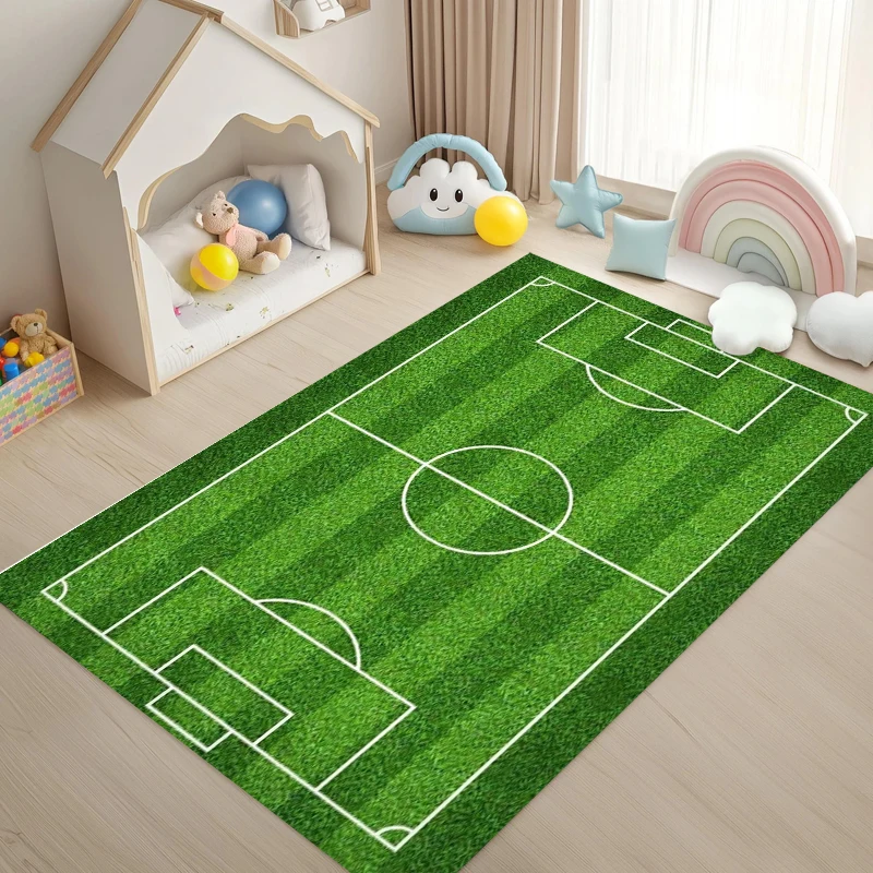 

Soccer Field Area Rug Realistic Turf Grass Print Soft Non Slip Carpet for Soccer Enthusiasts Football Fans Kids Playroom Bedroom
