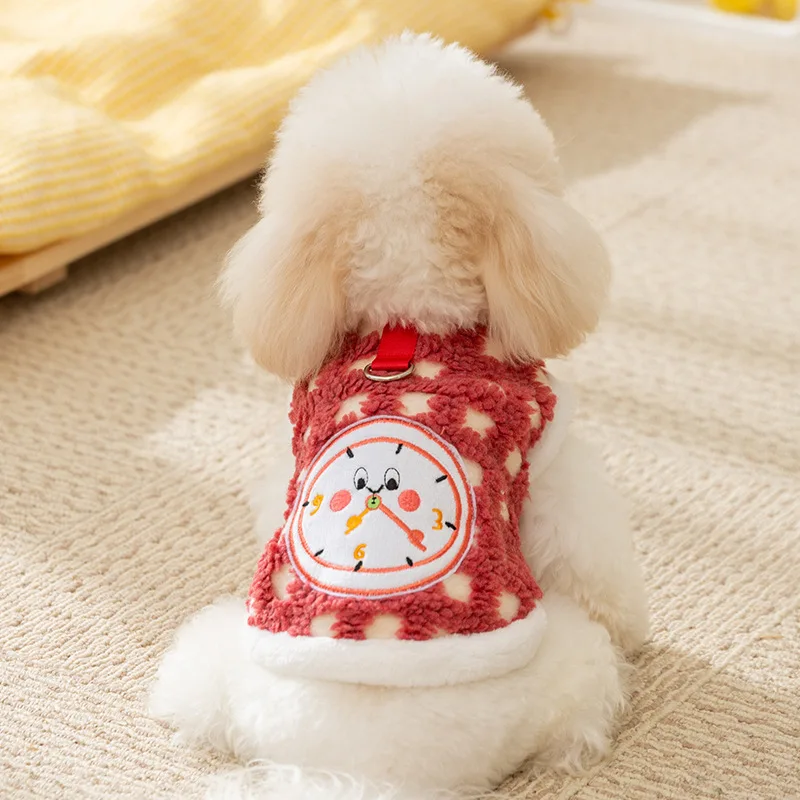 Autumn Winter Dog Coat Fleece Dog Vest Plaid Dog Clothes Warm Pet Dog Hoodie with D-Ring 2024 Dog Costume Chihuahua Puppy Jacket