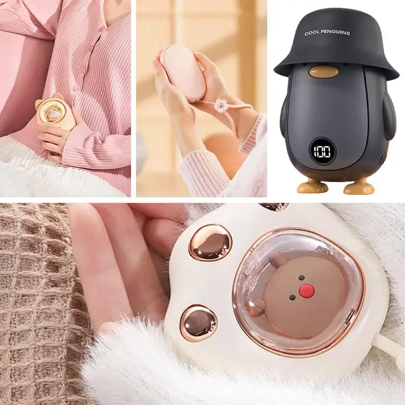 Winter 2 in 1 penguin hand warmer USB rechargeable digital display fast warming portable hand warmer winter gift