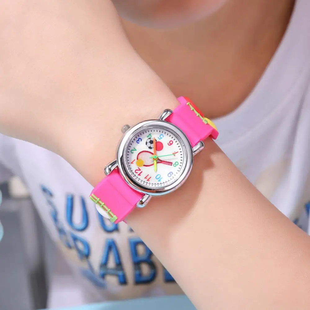 Kids Watches Watches for Children Tennis Sports Pattern Relief Student Plastic Quartz Watch Children Cute Gift