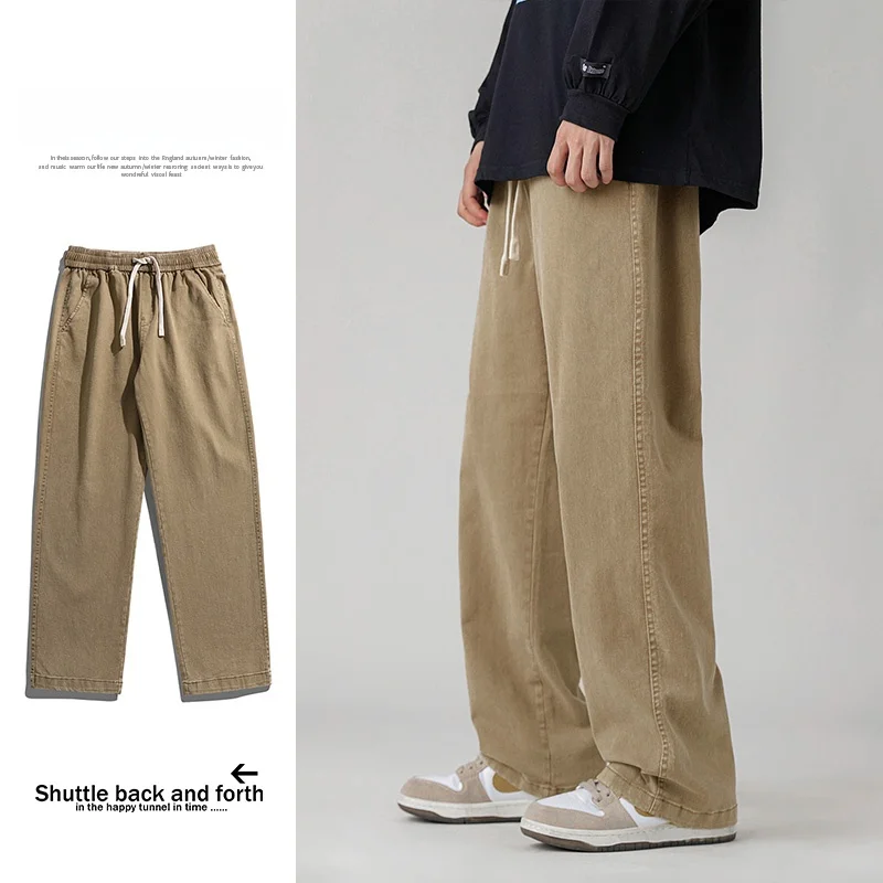 

Vintage High-Waisted Straight Leg Cotton Denim Jeans Men's Women's Washed Casual Trousers American High Street Fashion Brand