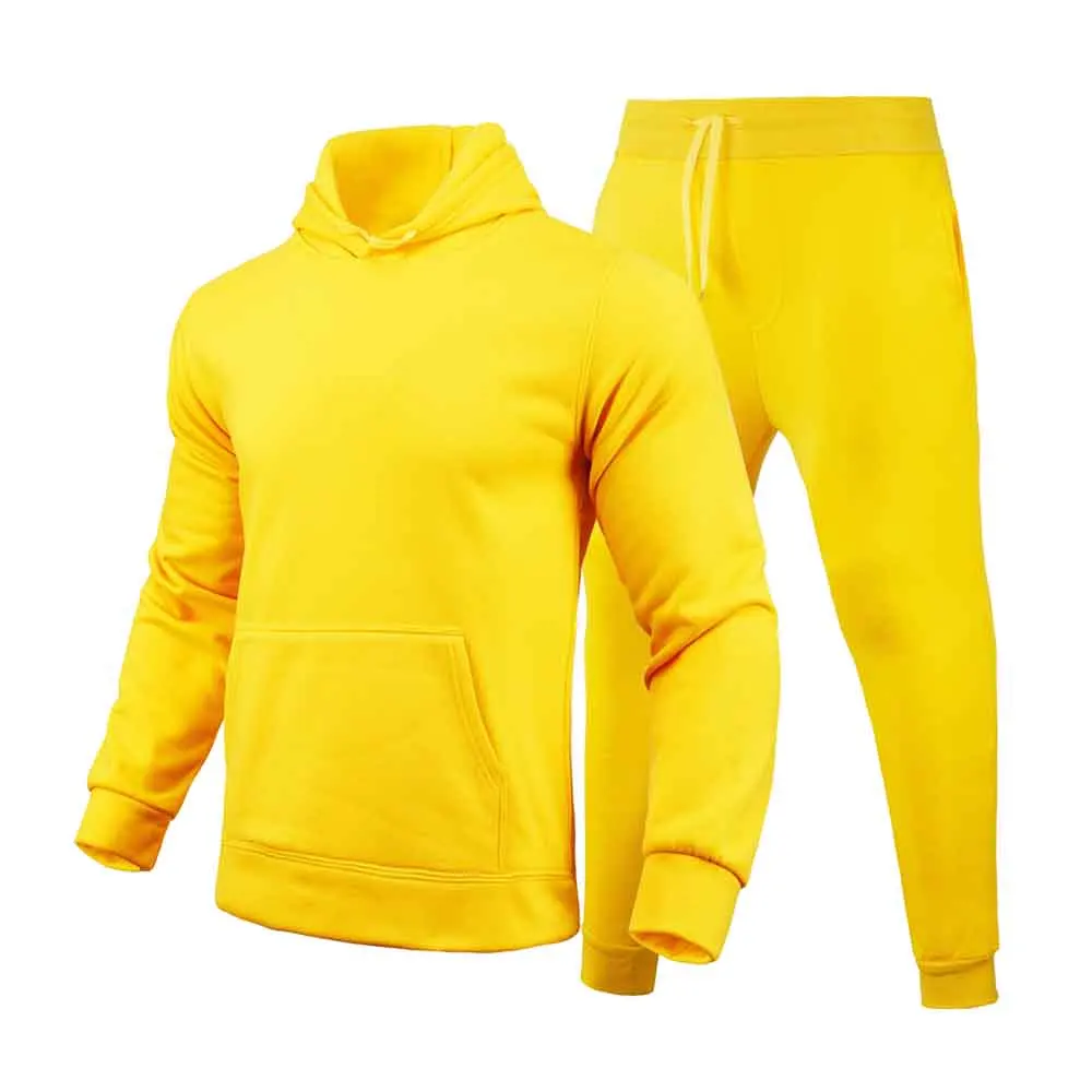 

Men's And Women's Fitness Sweatshirts Fashionable Casual Sweatshirt + Pants Solid Color Pocket Hoodies SportsPullovers Multi